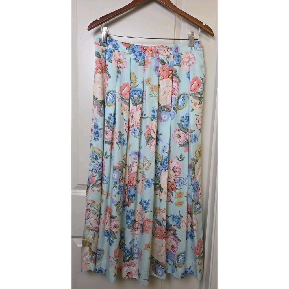 Vtg 80's Susan Bristol New Traditions Cottage Romantic Rose Floral Skirt Size 14
